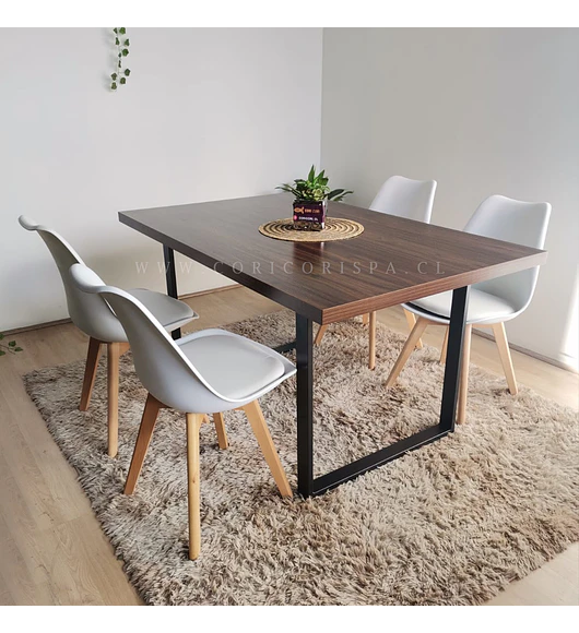 Comedor Industrial 140x90cms Oscura + 4 Sillas Tulip 