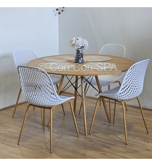 Comedor Mesa Wood 120cm + 4 Sillas Panal