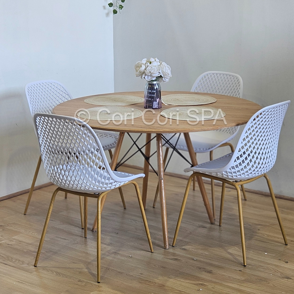 Comedor Mesa Wood 120cm + 4 Sillas Panal 1