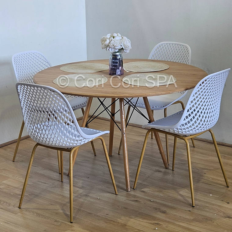 Comedor Mesa Wood 120cm + 4 Sillas Panal 3