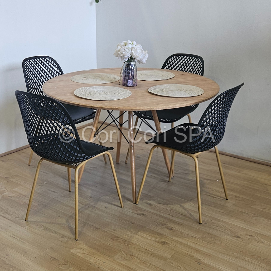 Comedor Mesa Wood 120cm + 4 Sillas Panal 5