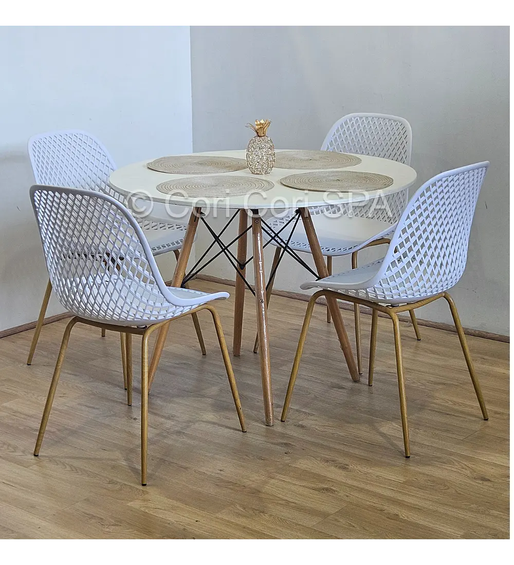 Comedor Mesa Eames Blanca 100cm + 4 Sillas Panal