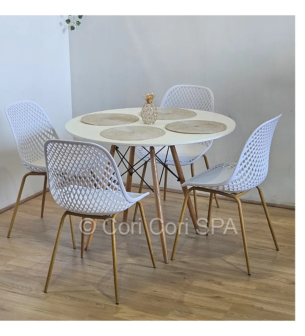 Comedor Mesa Eames Blanca 100cm + 4 Sillas Panal