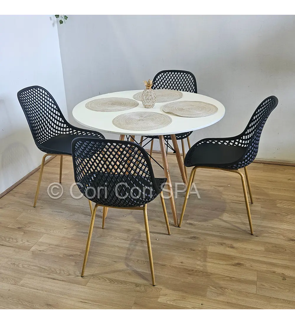 Comedor Mesa Eames Blanca 100cm + 4 Sillas Panal