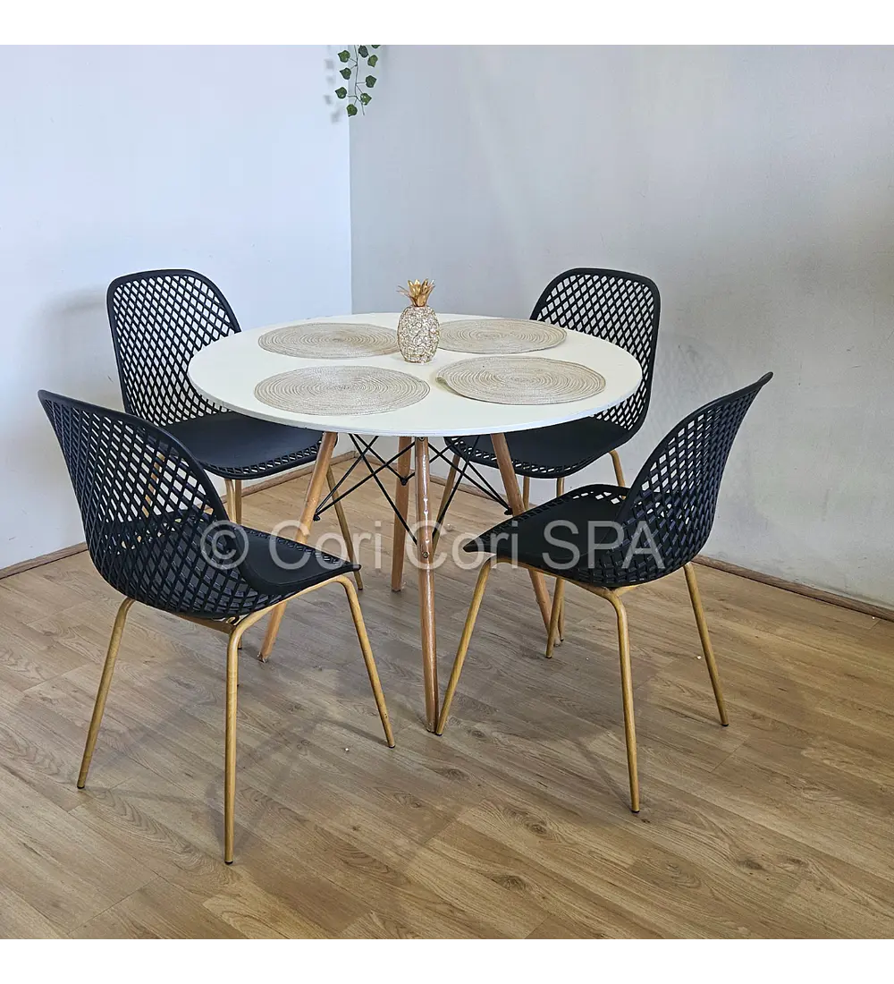 Comedor Mesa Eames Blanca 100cm + 4 Sillas Panal