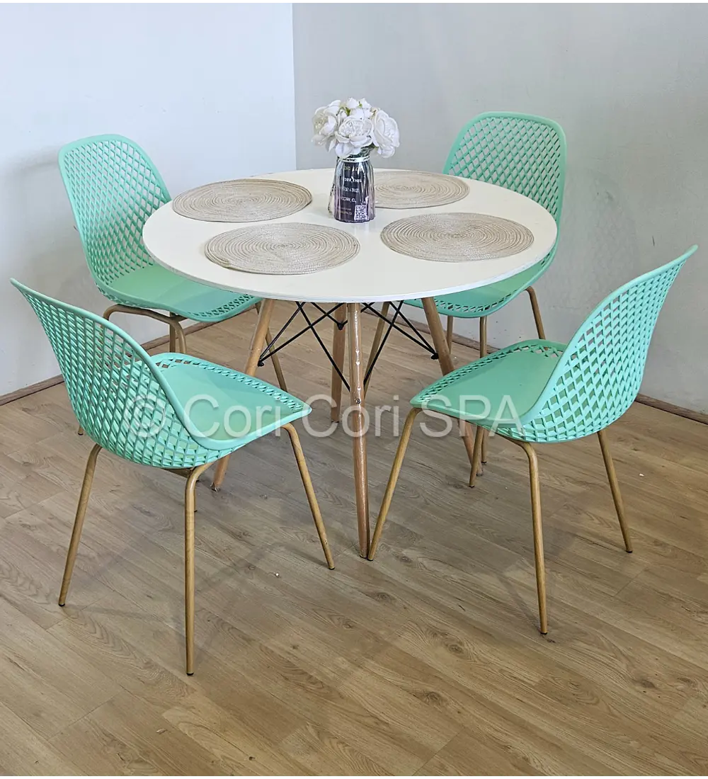 Comedor Mesa Eames Blanca 100cm + 4 Sillas Panal