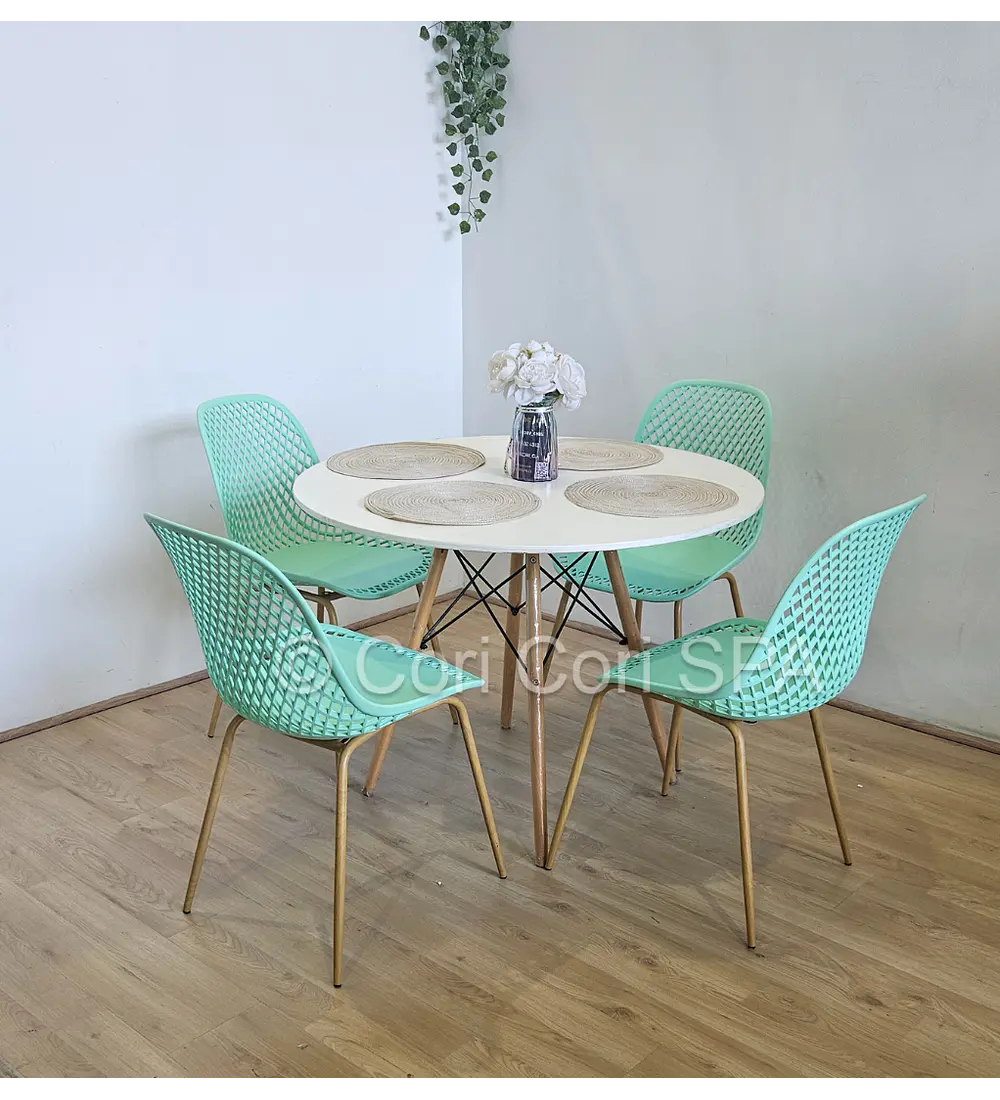 Comedor Mesa Eames Blanca 100cm + 4 Sillas Panal