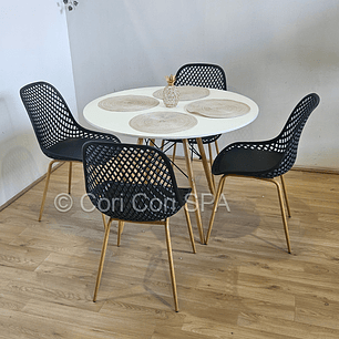 Comedor Mesa Eames Blanca 80cm + 4 Sillas Panal