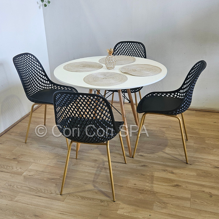 Comedor Mesa Eames Blanca 80cm + 4 Sillas Panal 1