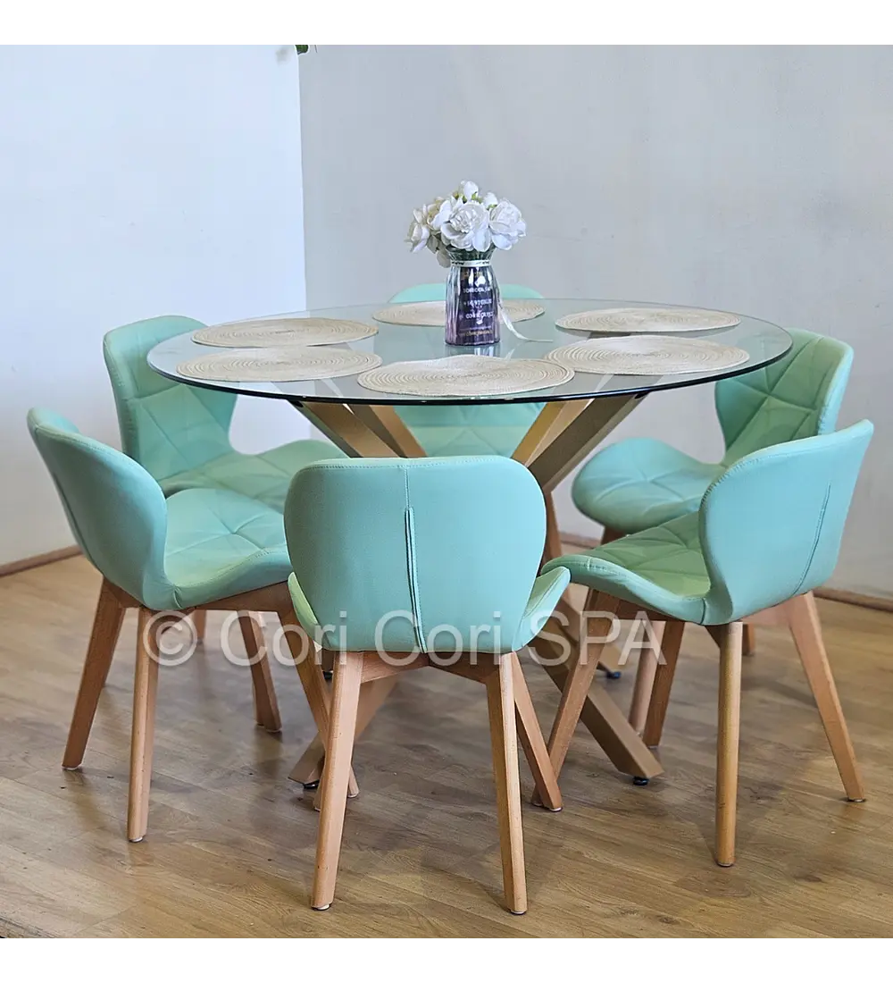 Comedor Mesa Warwick 120cms + 6 Sillas Mariposa Wood 