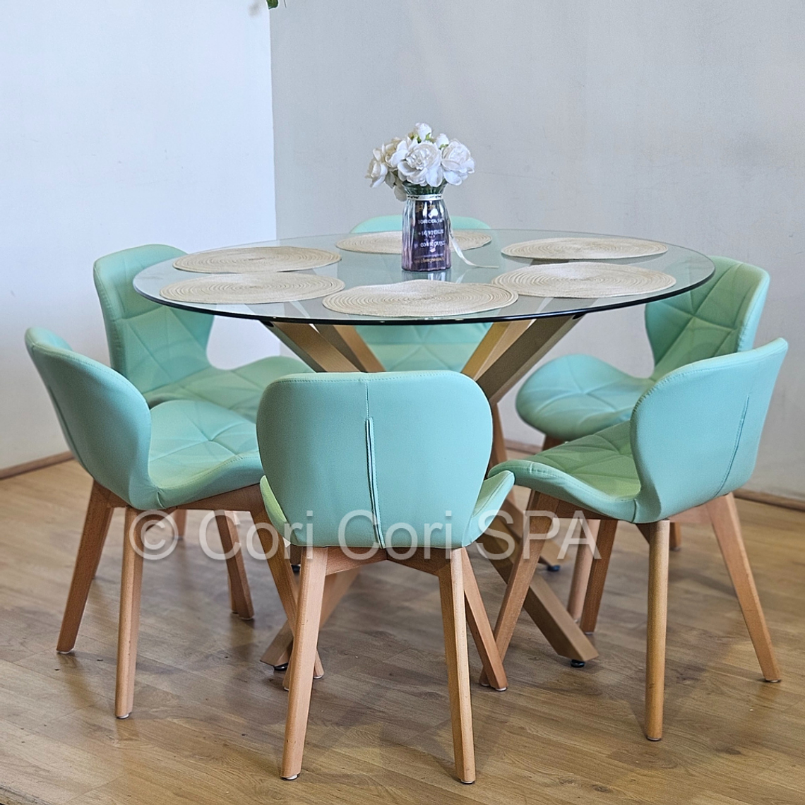 Comedor Mesa Warwick 120cms + 6 Sillas Mariposa Wood  1
