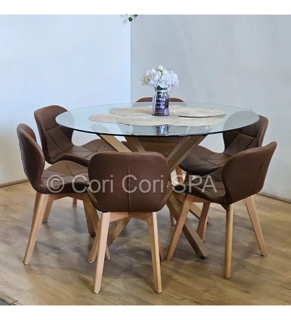 Comedor Mesa Warwick 120cms + 6 Sillas Mariposa Wood 