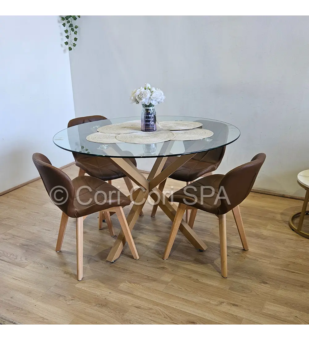 Comedor Mesa Warwick 120 + 4 Sillas Mariposa Wood 