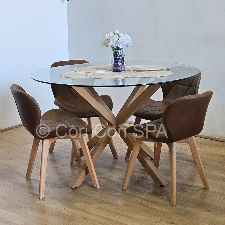 Comedor Mesa Warwick 100cms + 4 Sillas Mariposa Wood  8