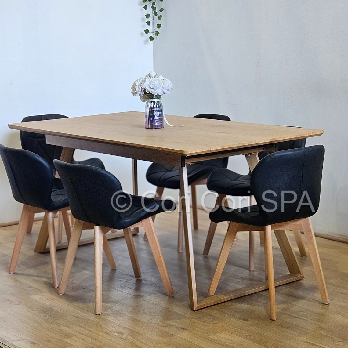Comedor Mesa Expandible Rectangular + 6 Sillas Mariposas Ecocuero Wood 1