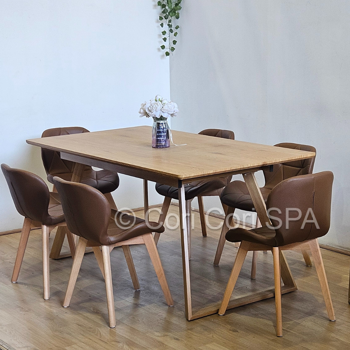 Comedor Mesa Expandible Rectangular + 6 Sillas Mariposas Ecocuero Wood 5