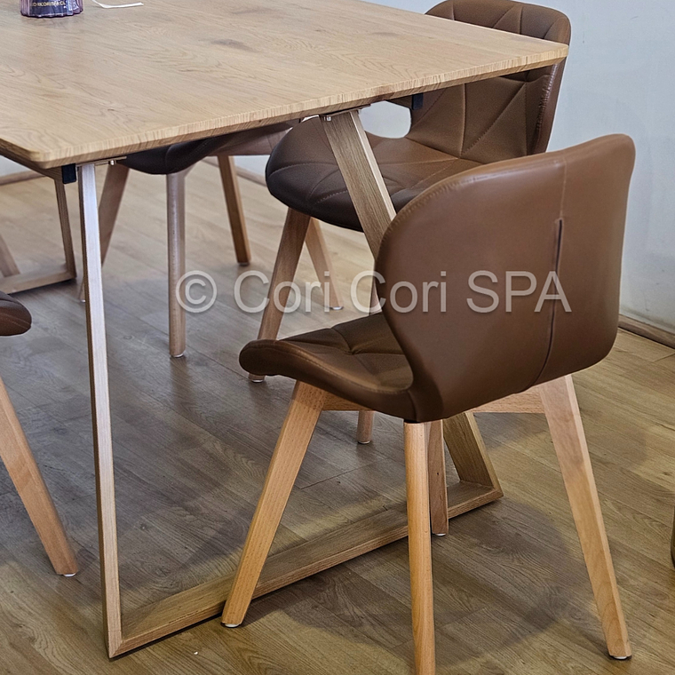 Comedor Mesa Expandible Rectangular + 6 Sillas Mariposas Ecocuero Wood 6