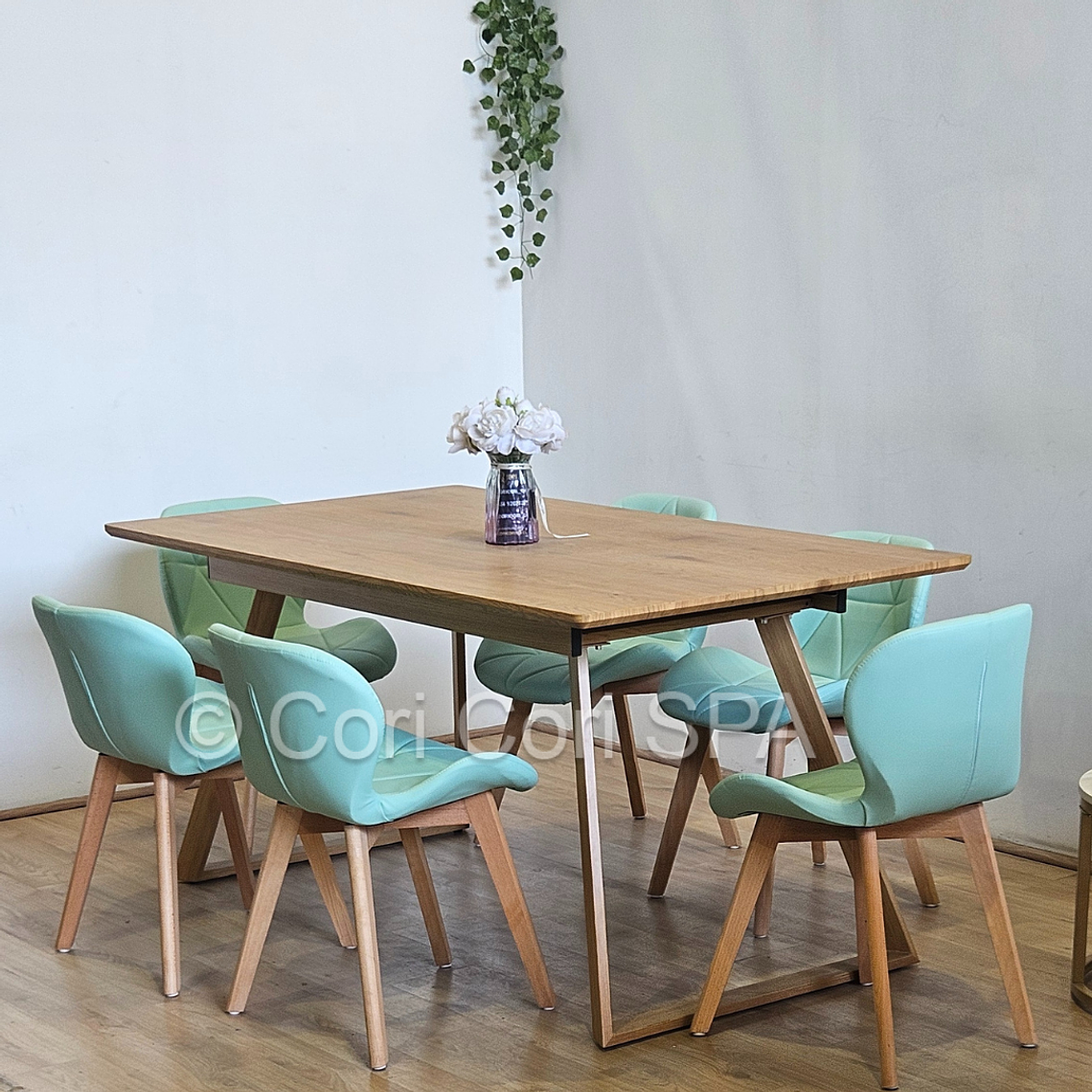 Comedor Mesa Expandible Rectangular + 6 Sillas Mariposas Ecocuero Wood 7