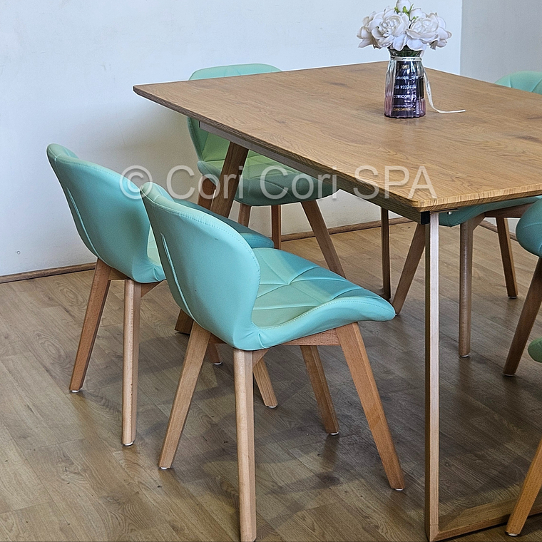 Comedor Mesa Expandible Rectangular + 6 Sillas Mariposas Ecocuero Wood 9