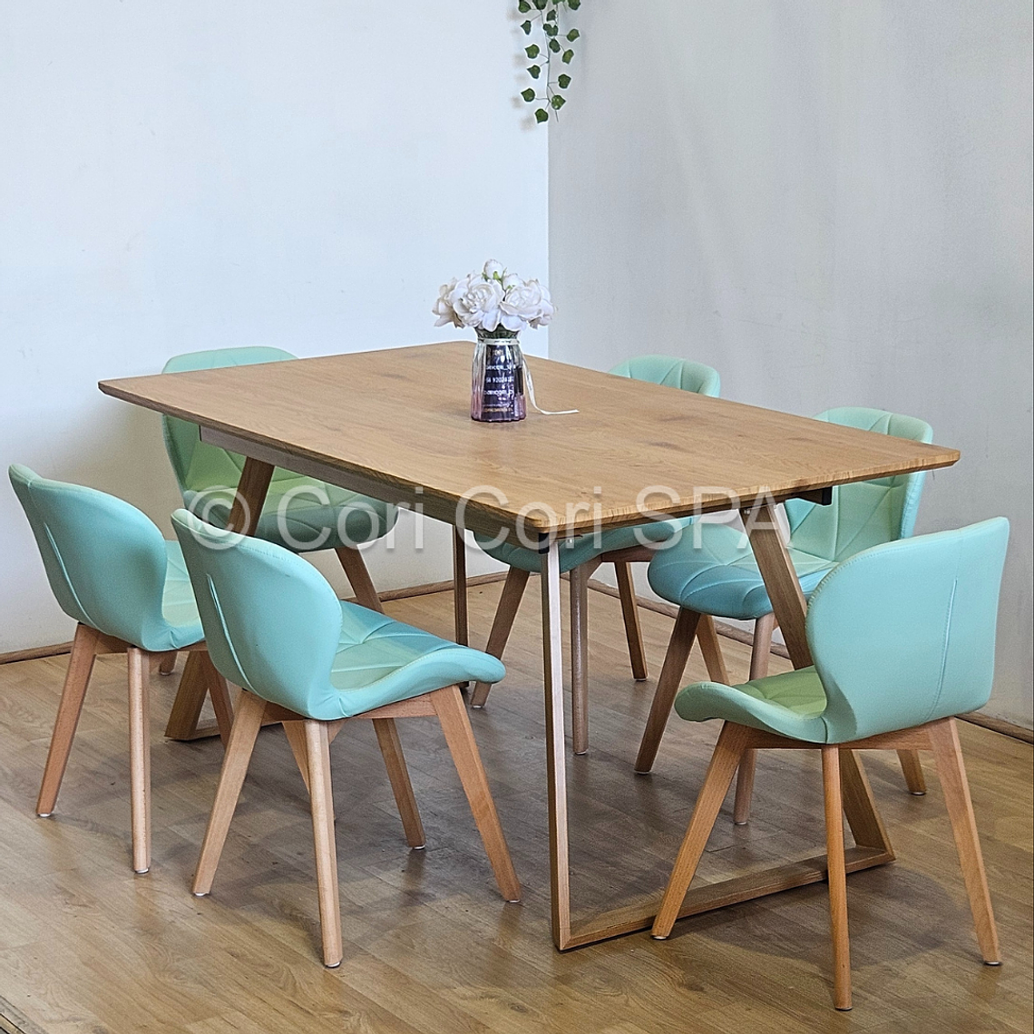 Comedor Mesa Expandible Rectangular + 6 Sillas Mariposas Ecocuero Wood 11