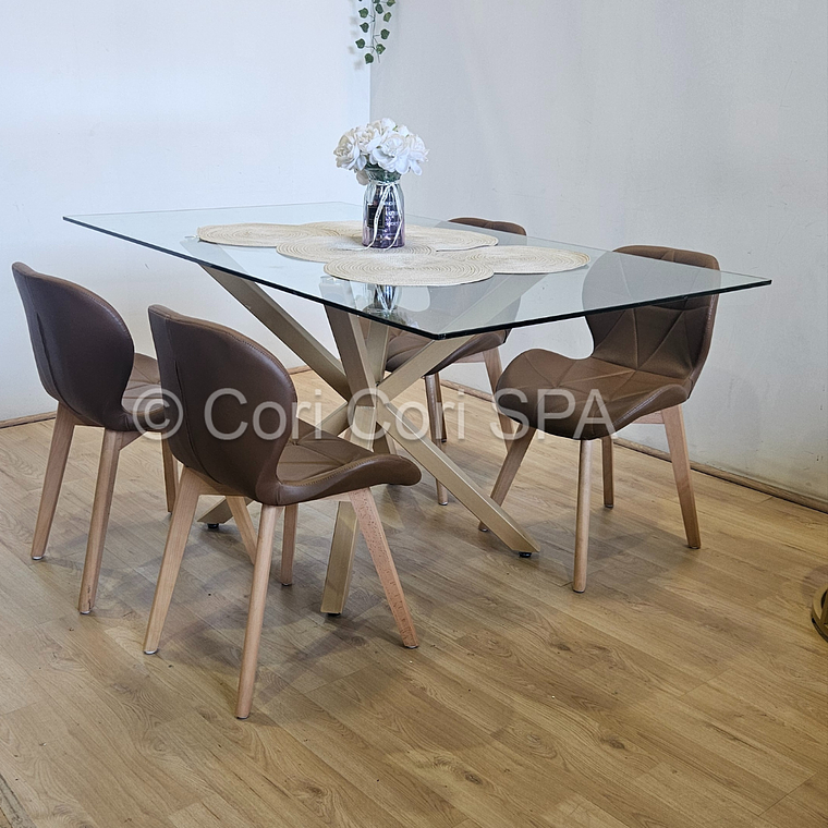 Comedor Madrid 140x80cms + 4 Sillas Mariposa Ecocuero Wood 5
