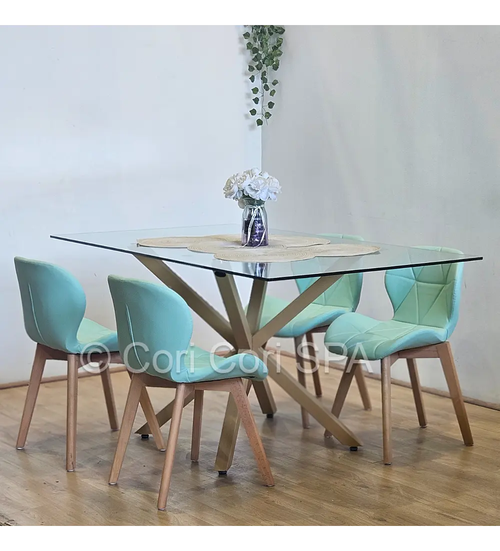 Comedor Madrid 160x90cms + 4 Sillas Mariposa Ecocuero Wood