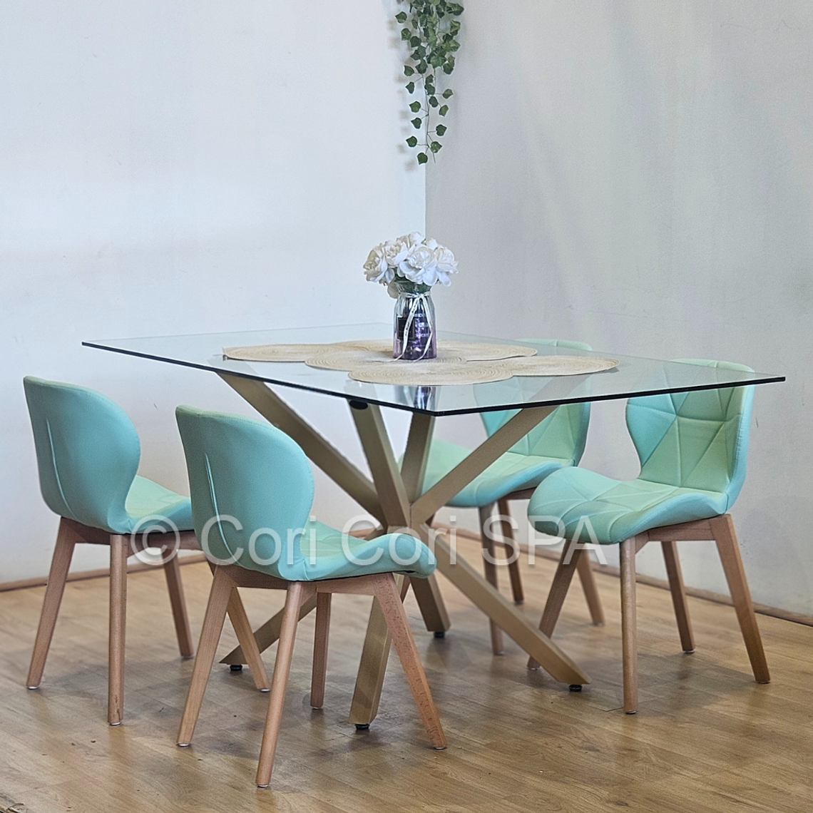 Comedor Madrid 160x90cms + 4 Sillas Mariposa Ecocuero Wood 2