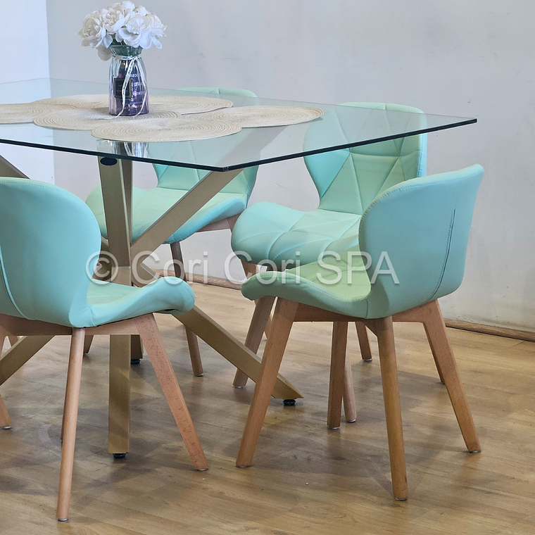 Comedor Madrid 160x90cms + 6 Sillas Mariposa Ecocuero Wood 6