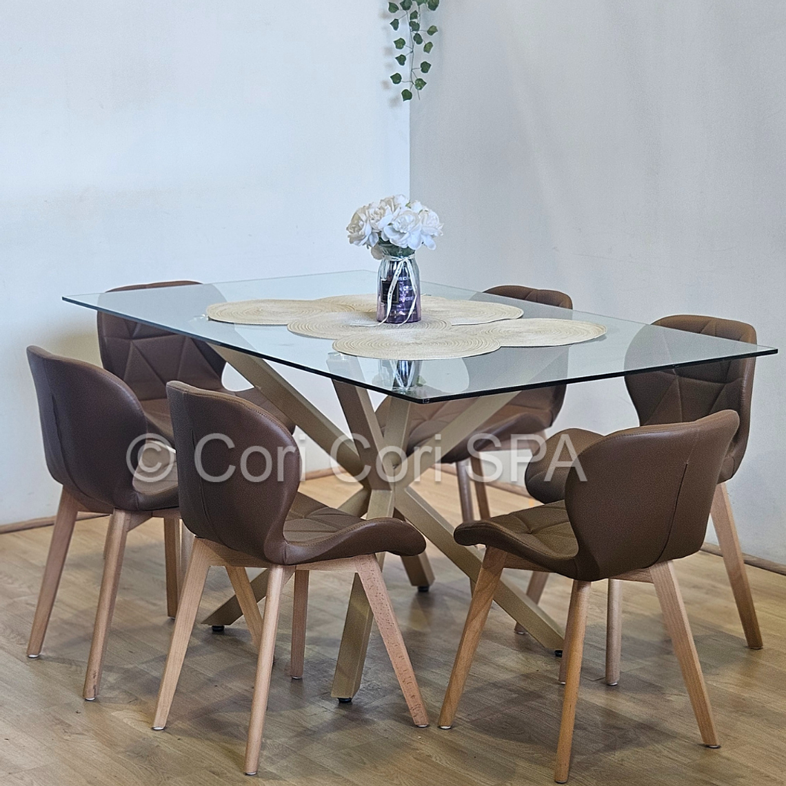 Comedor Madrid 140x80cms + 6 Sillas Mariposa Ecocuero Wood 4
