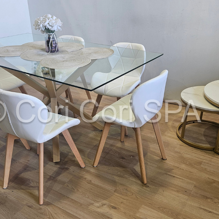 Comedor Madrid 140x80cms + 6 Sillas Mariposa Ecocuero Wood 7