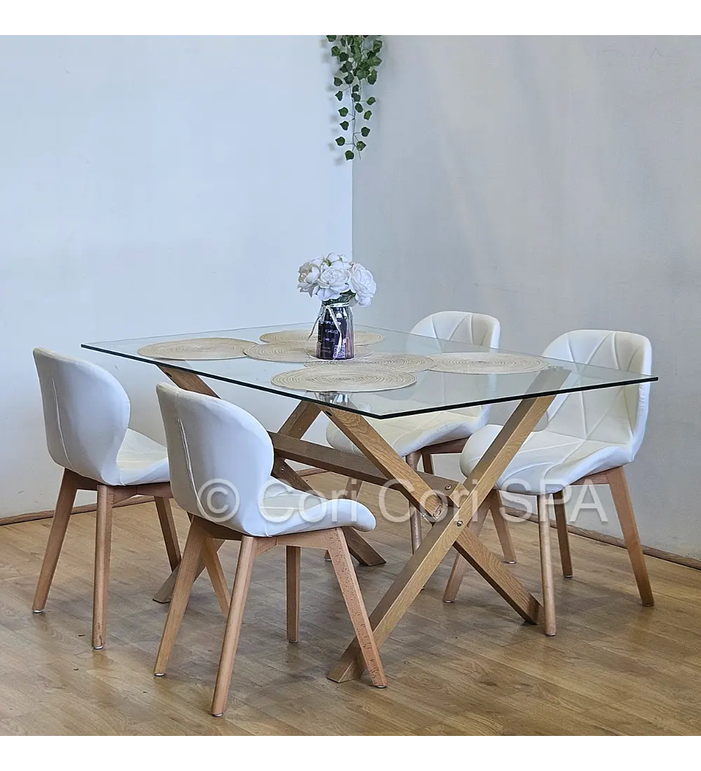 Comedor Medlock 130 x 80cm + 4 Sillas Mariposa Ecocuero Wood