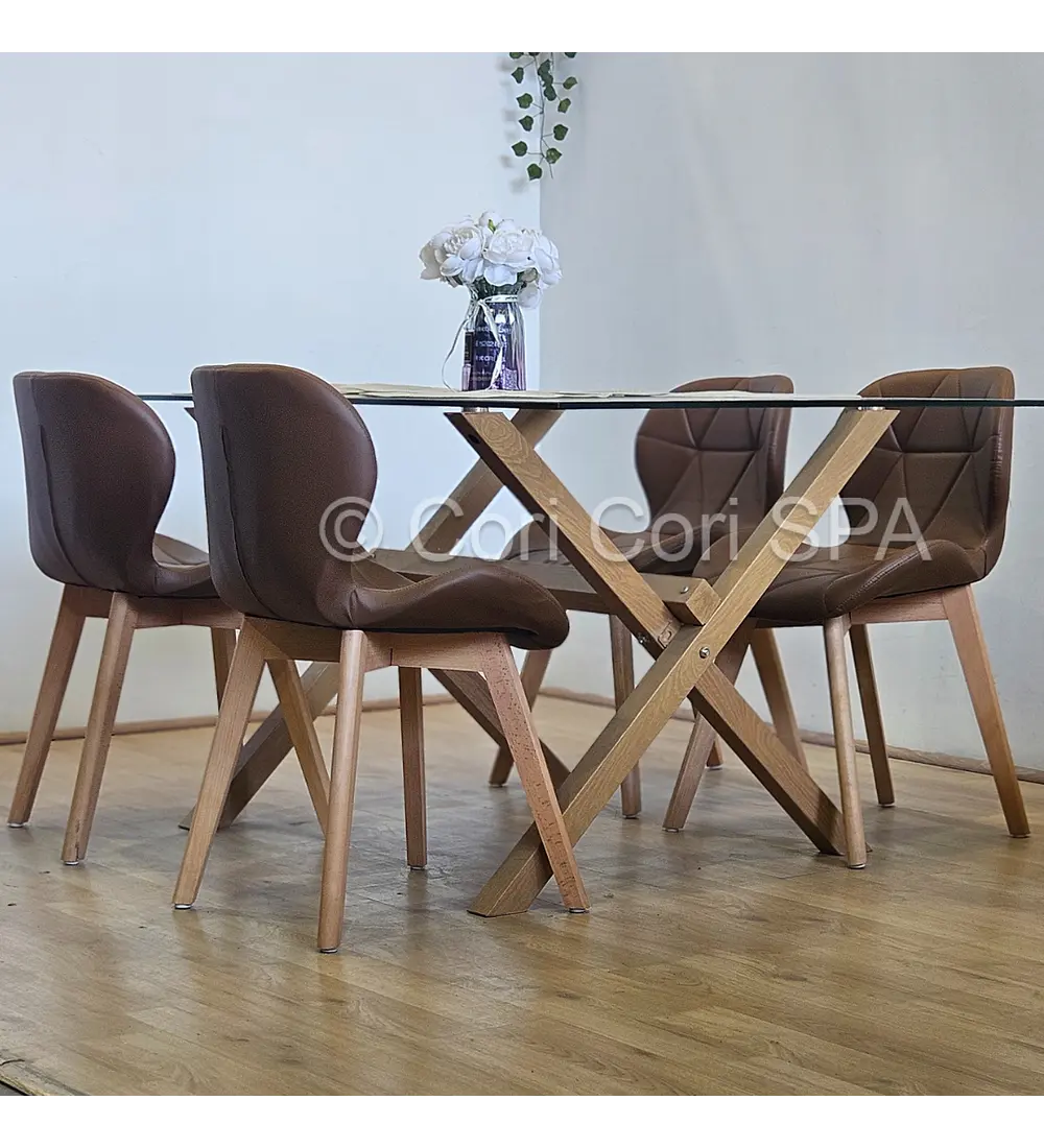Comedor Medlock 130 x 80cm + 4 Sillas Mariposa Ecocuero Wood