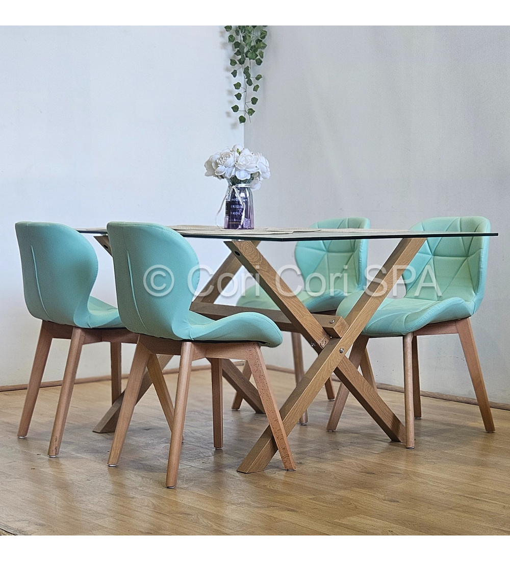 Comedor Medlock 140x90cms + 4 Sillas Mariposa Ecocuero Wood