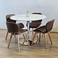 Comedor Tulip Gold Mármol 100cm + 4 Sillas Mariposa Ecocuero Wood - Miniatura 3