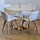 Comedor Tulip Gold Mármol 100cm + 4 Sillas Mariposa Ecocuero Wood - Miniatura 4