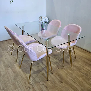 Comedor Rubi Gold 130x80cms + 4 Sillas Beetle