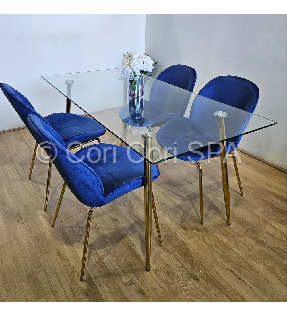 Comedor Rubi Gold 130x80cms + 4 Sillas Beetle