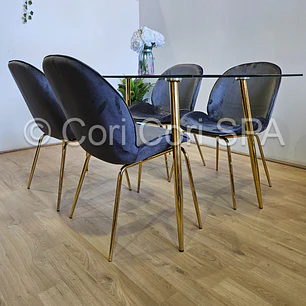 Comedor Rubi Gold 130x80cms + 4 Sillas Beetle