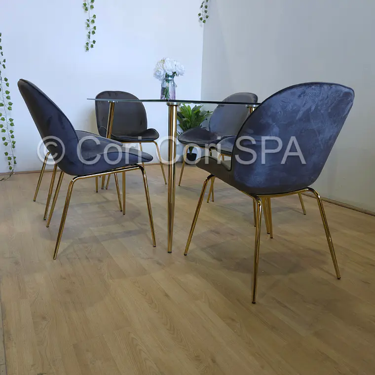 Comedor Rubi Gold 130x80cms + 4 Sillas Beetle 21