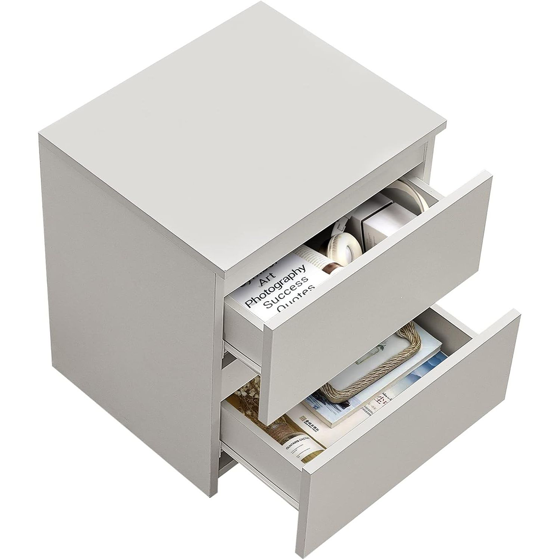 Velador Cajon Doble Minimal Blanco 3