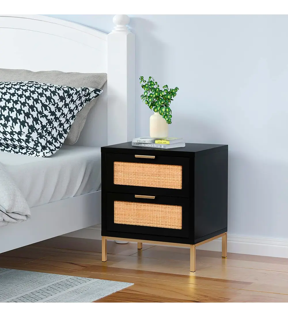 Velador Rattan Dark Dos Cajones