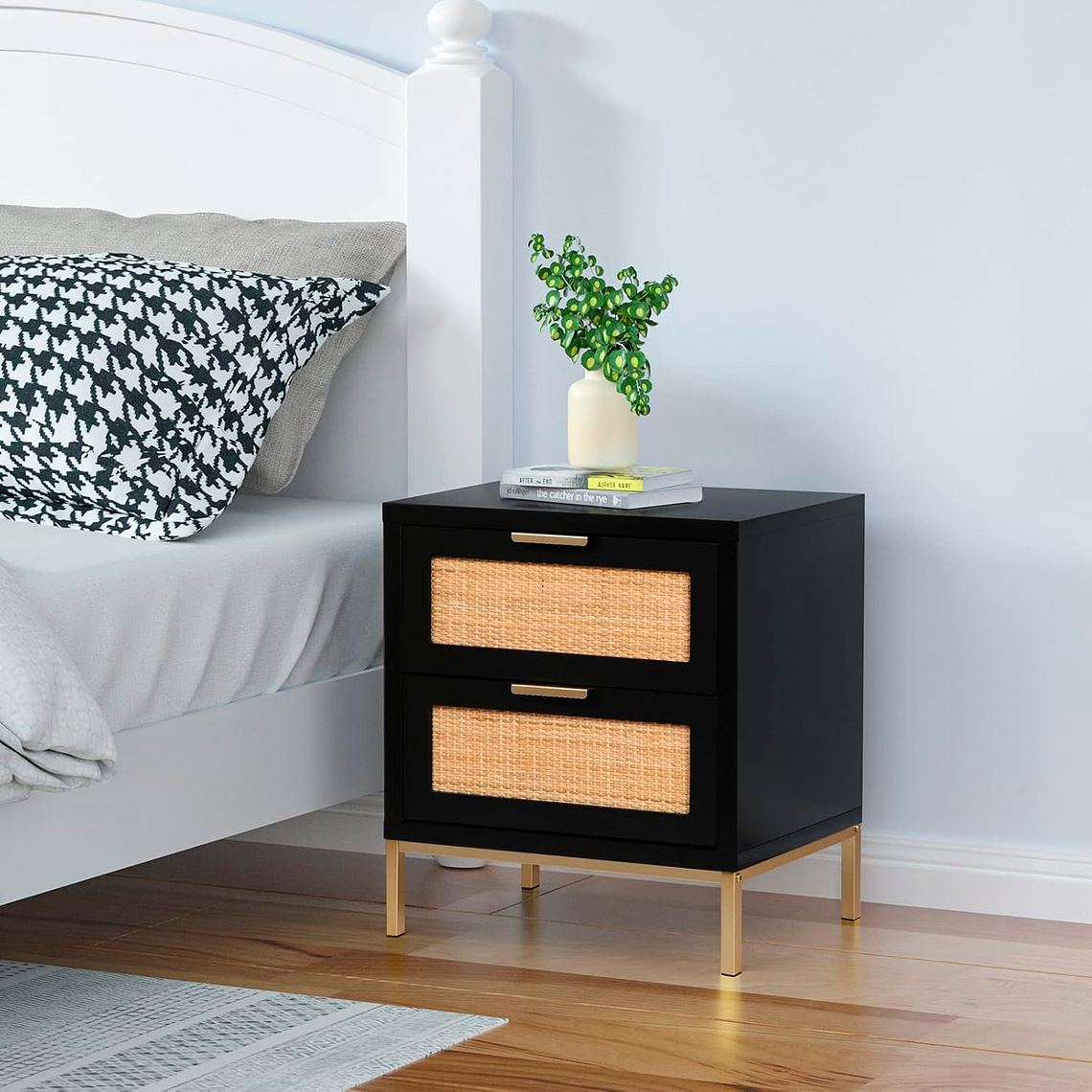 Velador Rattan Dark Dos Cajones 1