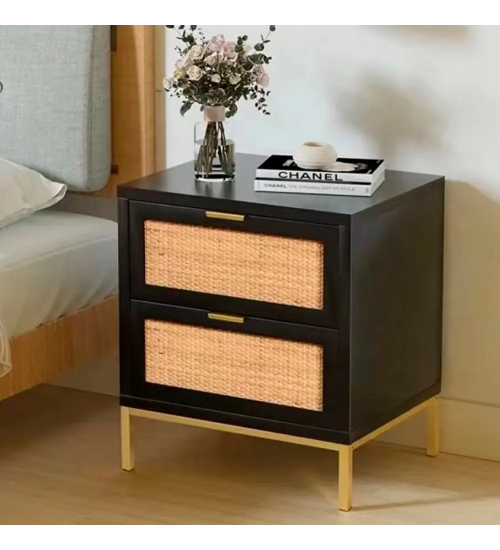 Velador Rattan Dark Dos Cajones