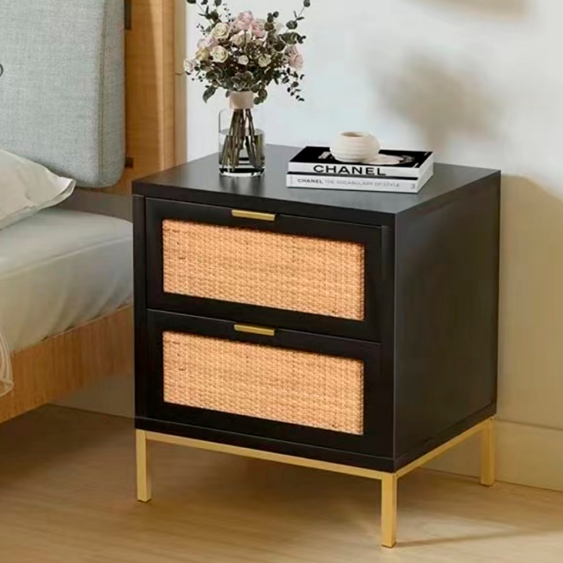 Velador Rattan Dark Dos Cajones 4