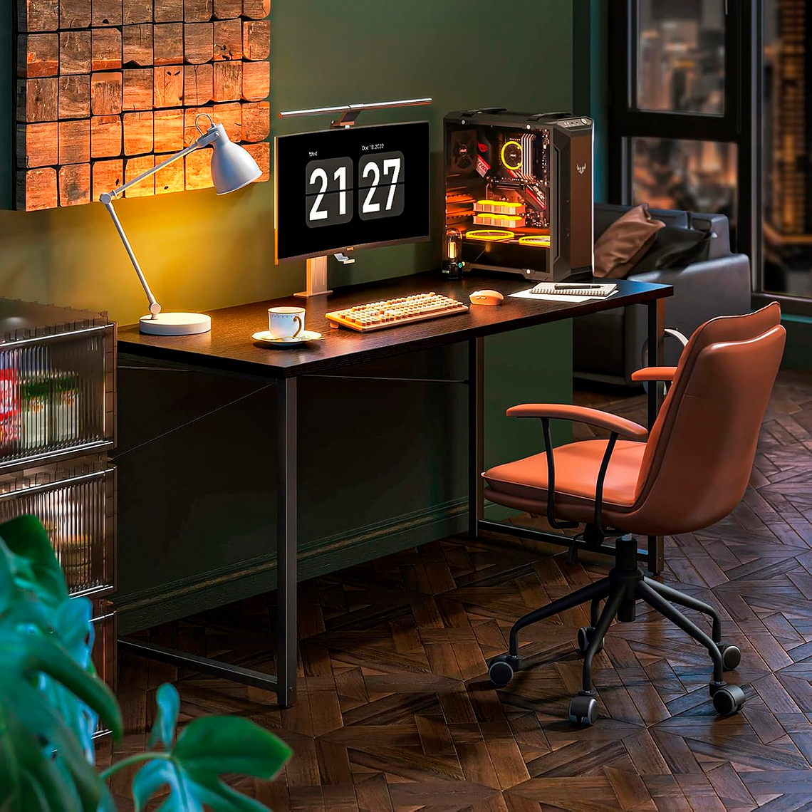 Escritorio Home Office Resistente Madera Negra 100cm 1