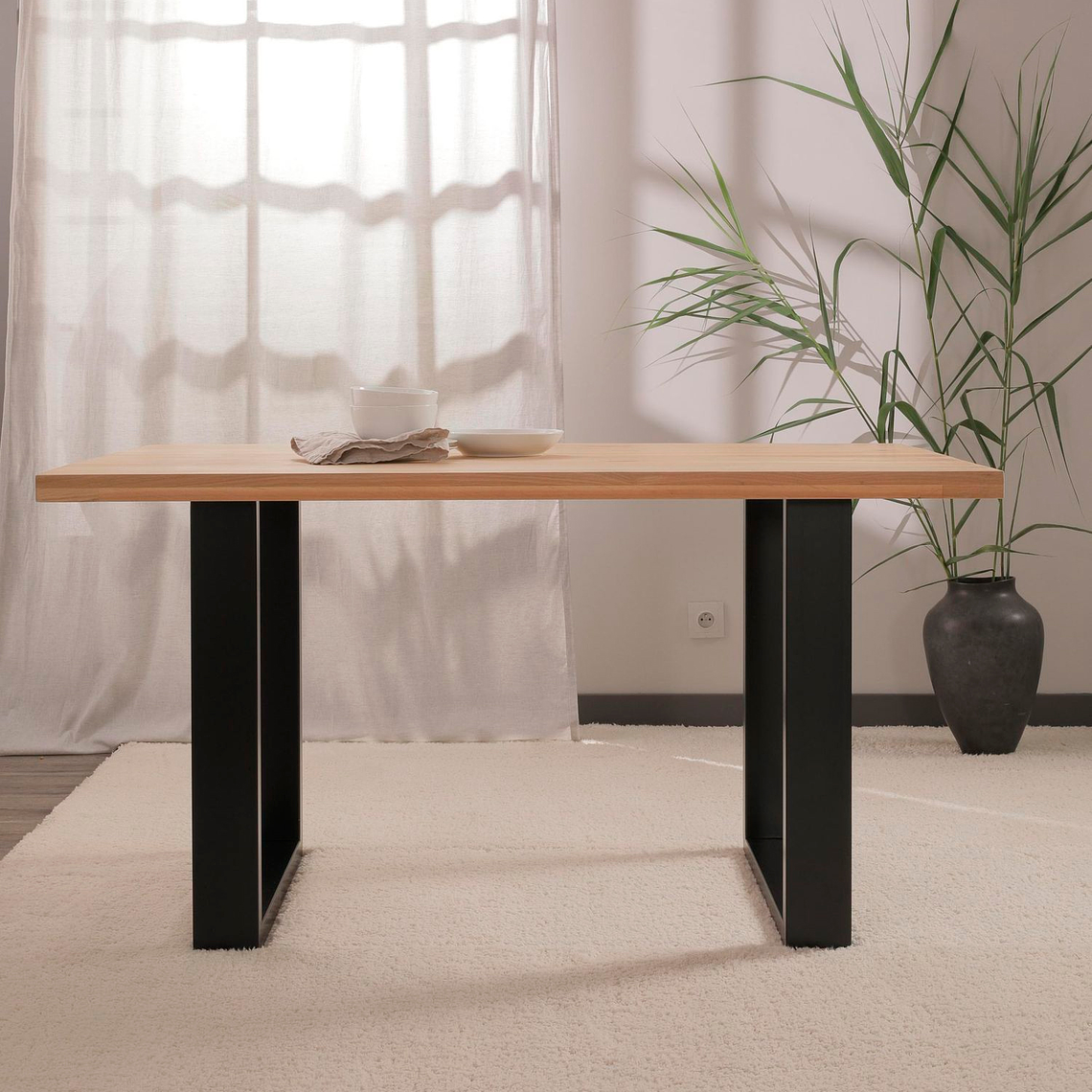 Mesa de comedor Estilo Industrial Madera Clara 2