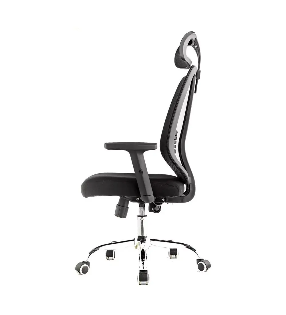 Silla de Oficina Mesh Negra Ejecutiva con apoyabrazos y cabeza