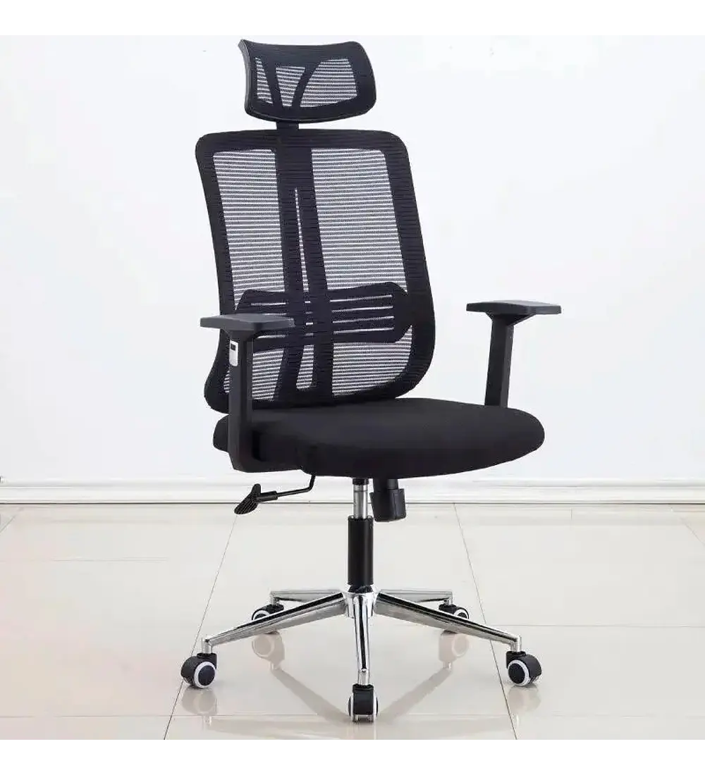 Silla de Oficina Mesh Negra Ejecutiva con apoyabrazos y cabeza