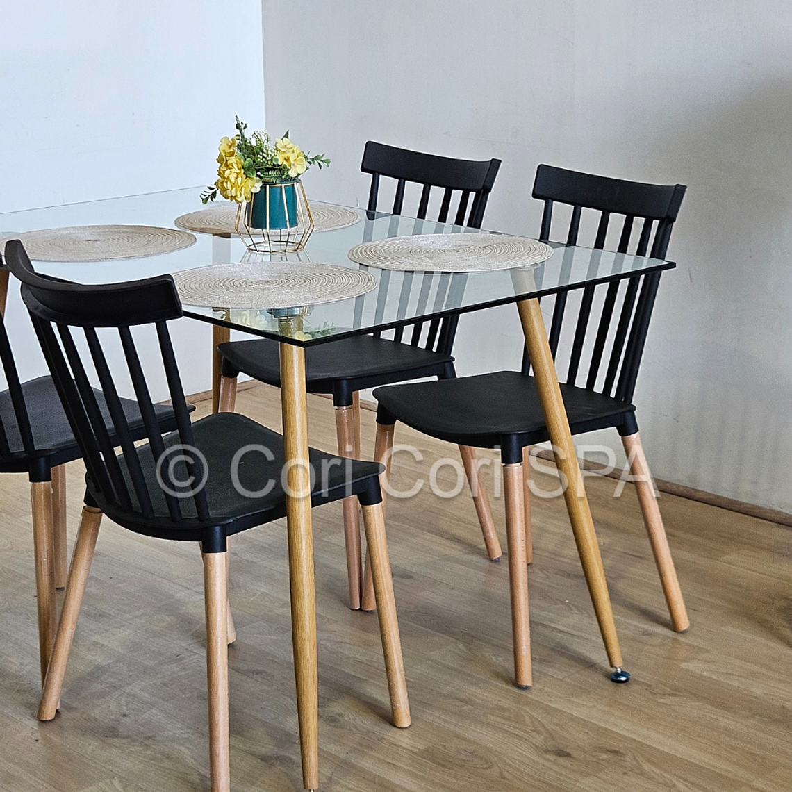 Comedor Rubi 120x80cms + 4 Sillas Windsor 25