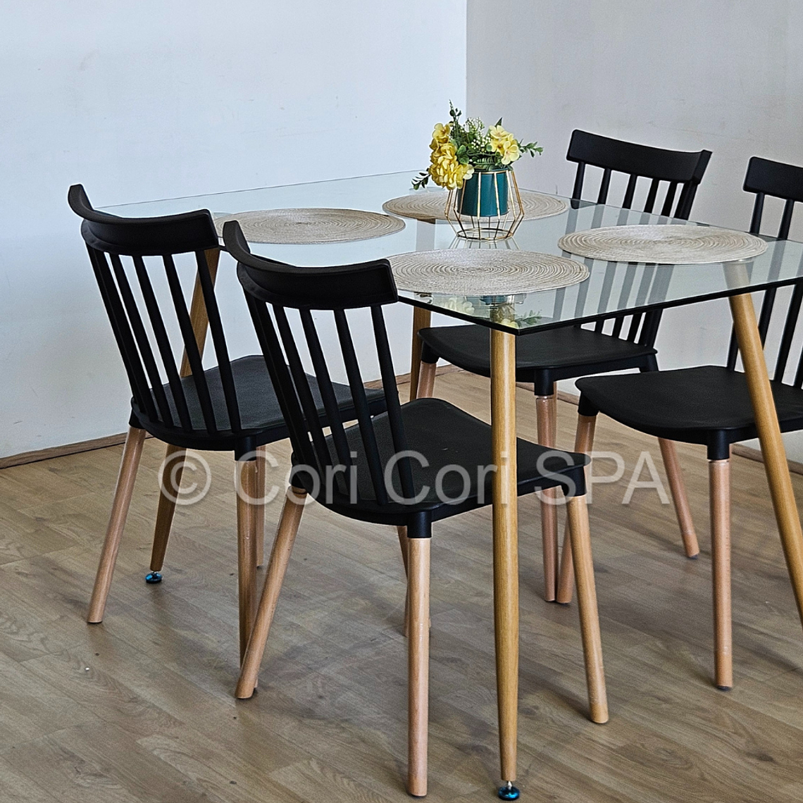 Comedor Rubi 120x80cms + 4 Sillas Windsor 26